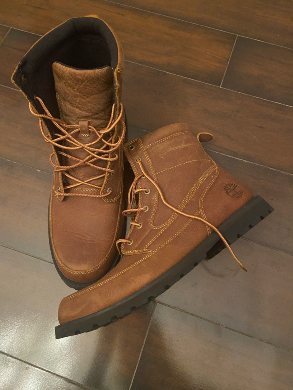 Timberland Men's Tan/Brown Leather Lace-Up Work Boots used one time